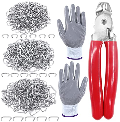 Glarks Lot de 902 pinces à anneaux de porc avec kit de 900 anneaux en acier de 1,27 cm, 1,9 cm, 1,9 cm, avec pinces à anneaux et gants anti-coupures pour tapisserie, clôture, bricolage, artisanat