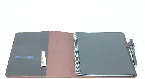YIYUS Kompatibel mit Rocketbook Cover Smart Business Echtleder Notebook Cover für Everlast (Darkbrown, A5 Executive 15,2 x 22,4 cm)