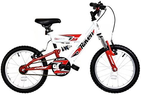 Dallingridge Raven Boys Full Suspension Mountain Bike, 16 Wheel - White/Red