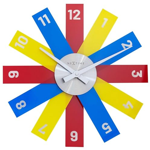 NeXtime Silencieux-Wanduhr, 40 cm, Mehrfarbig, Acryl/Metall, Plexiglas