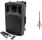 QTX | QX12PA Complete Portable PA System | 2 x Wireless Microphones & Media player with USB/SD/FM & Bluetooth Connectivity & Robust Steel Speaker Stand, Black