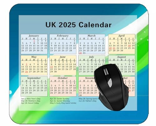 Mouse Pad 2026 Calendar with Holidays,Highlights Circles Background Light Desktop Notebook Mouse Mat for Working and Gaming