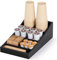 ANBOXIT Organizador de Estación de Café para Encimera, Bandeja de Servicio de Condimentos, Organizador de Barra de Café para Hogar, Oficina y Sala de Descanso - Madera, Negro, 7 Compartimentos