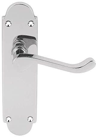 Designer Levers - Brora Round Top Design Lever Door Handle - 1 Pair - Polished Chrome - Latch Door Handle - Interior Use