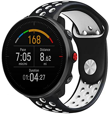 Strap-it Silikon Sportarmband - kompatibel mit - Polar Vantage M - Armband - Schwarz/Wei? - fur Grit X - Grit X Pro - Vantage V3 - Vantage M2