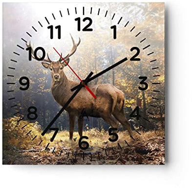 ARTTOR Moderne Wanduhr 40x40cm Quadrat Glasuhr Wald Natur - 4452
