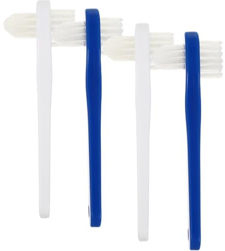 Borstenzahnbürste, 4 Stück, Doppelkopf-Zahnbürsten, 360 Grad, tragbar, falsche Zähne, doppelseitige Zahnbürste für Erwachsene, Mundreinigung