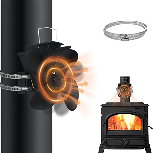 UISEBRT Kaminventilator mit 4 Blättern Ofenventilator ohne Strom, Leiser Kaminlüfter Wärmebetriebener Kamin Ventilator am Schornstein für Holzofen, Holzbrenner, Ofenrohr