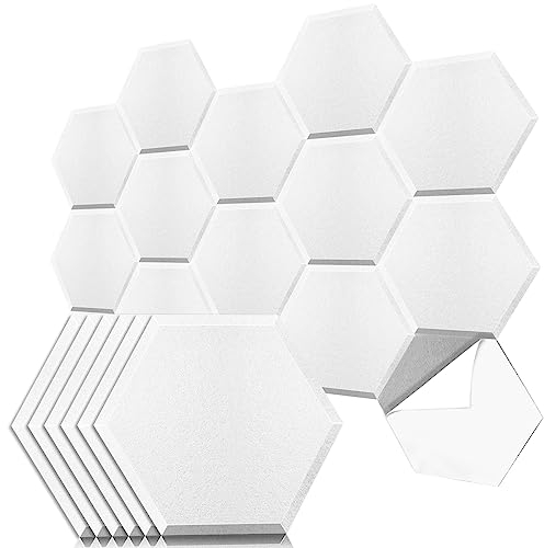 Art3dwallpanels Selbstklebende Akustikplatten, 35,6 x 30,5 x 1 cm, schalldichte Wandpaneele, hohe Dichte, schallabsorbierende Paneele, sechseckige abgeschrägte Kanten, Schalldämpfungsplatten,