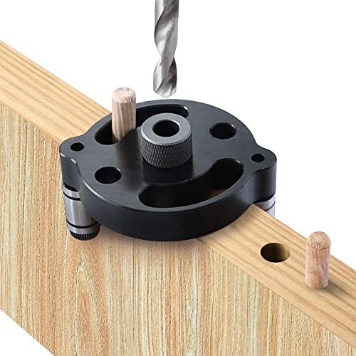 11PCS Vertical Self Centering Dowel Jig Kit,Dowel Drill Guide,2.75 Aluminum Alloy 3-Hole Drill Bit Guide Jig Positioner Locator Hole Drill Bit Set Woodworking Tools