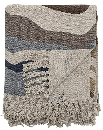 Bloomingville Decke Stephania, Farbe Braun, Recycelte Baumwolle, Maße L160xW130 cm, dünne Decke, 82059374