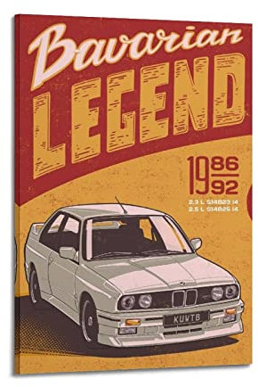 Vintage Rennauto Poster für BMW E30 M3 1986 Legend Sportauto Poster Dekorative Malerei Leinwand Wandposter und Kunstdruck Moderne Familie Schlafzimmer Dekor Poster 30 x 45 cm