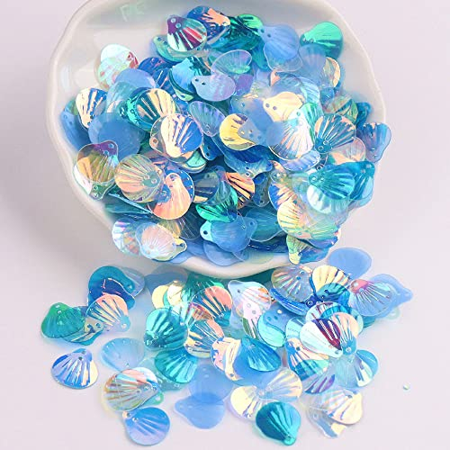 360 Stück Shell Pailletten,Shell Form Pailletten basteln Lose Pailletten Cup Schillernde Spangles Handgemachte DIY Kreative Farbe Perlen Pailletten für Handwerk Hochzeitsdekoration 13mm,Blau
