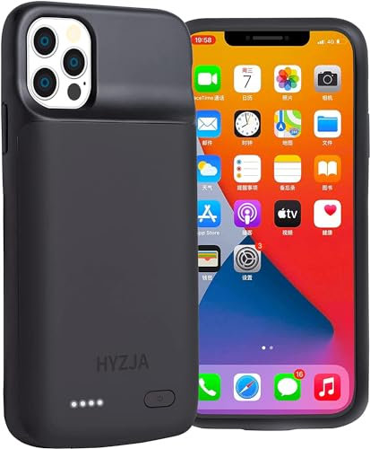 HYZJA Battery Charging Case for iPhone 12 Pro Max/13 Pro Max,5000mAh Replacement Extended Rechargeable Portable Power Bank Charger Case for iPhone 14 Pro Max/14 Plus (Black)