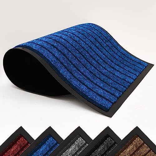 AMEHA Door Mat 60x90 Cm, Dirt Trapper for Indoor and Outdoor Door Mats Indoor, Washable Barrier Mat, Heavy Duty Non-Slip Entrance Rug, Shoes Scraper,Super Absorbent Front Door Mat Carpet,Blue