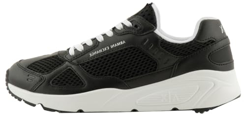 Armani Exchange Herren Bronx, PU Inserts, White Laces Sneaker, Black, 42 EU