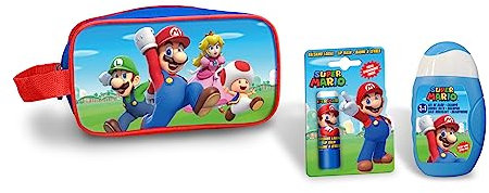 Super Mario Trousse de Toilette Contient Baume à Lèvres et Gel Champu 2 en 1