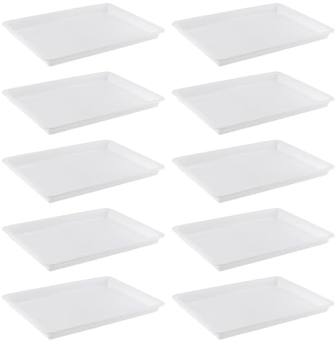 DAKFOOK 10 PCS 39.5 x 28.5 x 4cm Plastic Activity Trays, White Play Art Tray Crafts Organizer Tray for School Home Art and Crafts, DIY Projects, Painting, Beads, Organizing Supply