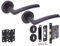 HANDLEZONE® Neemo Door Handles on Rose 3 Lever Lock Pack with Ball Bearing Hinges - Black Matt
