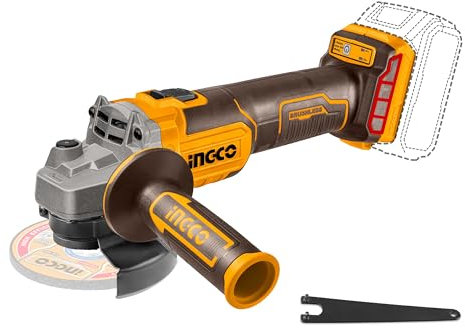 INGCO 20V Cordless Angle Grinder 125mm with Brushless Motor (Body Only) Electric Grinder Tools 8500RPM, Brushless Cut-Off Tool, M14, CAGLI201258