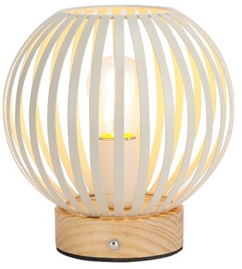 JHY DESIGN Touch Bedside Table Lamp Metal Cage LED Lantern Wireless Light with Bulb Cordless Accent Lighting for Weddings Parties Patio Events for Indoors Outdoors(Round)