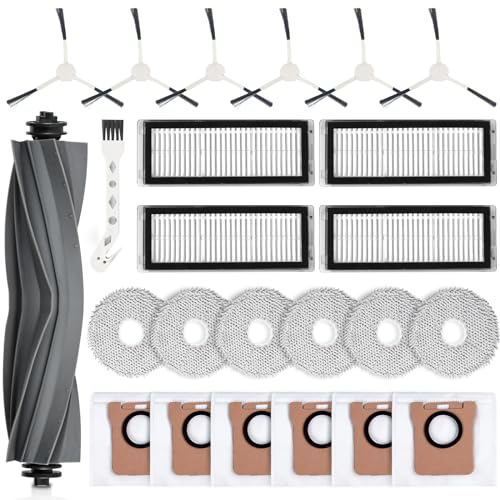24 Accessoires pour Dreame L20 Ultra / L20 Ultra Complete Robot Aspirateur. 1 Brosse Principale, 4 Filtres, 6 Chiffons, 6 Sacs à poussière, 6 Brosses latérales, 1 Brosse de Nettoyage