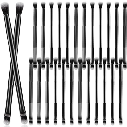24 Pcs Eyeshadow Smudge Brush, 2 in 1 Double Ended Brush, Black