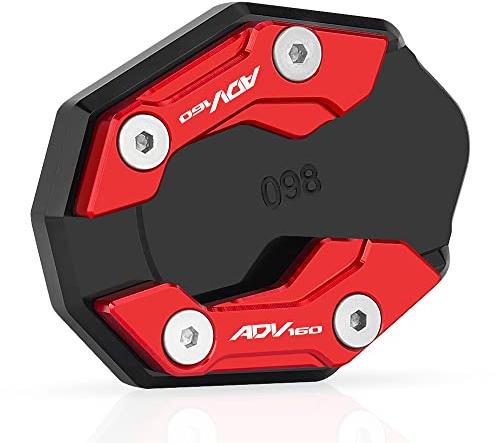 TREONK Motorrad Seitenständer Unterlage Ständerunterlage Seitenständer-Auflagevergrößerung für ADV160 ADV 160(Rot)
