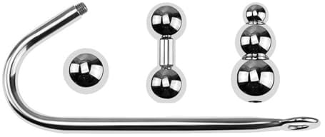 LZMYZ Edelstahl Analhaken Anal Hook mit 3 Austauschbar Kugeln Analkugeln Buttplug Anus Haken Dilatator Analplug Set Butt Plug Prostata Massager Masturbator SM Bondage Analspielzeuge für Männer Frauen