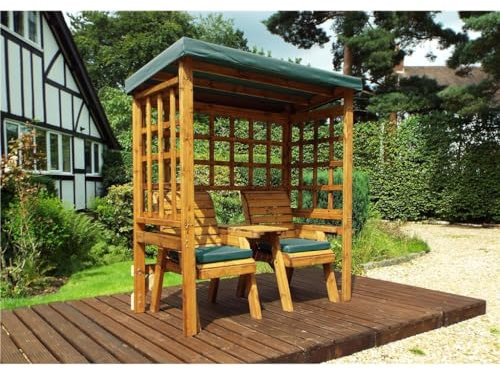 Marlborough Timber Traditional Harvey Twin Seat Arbour with 2 x Chair Cushion Green