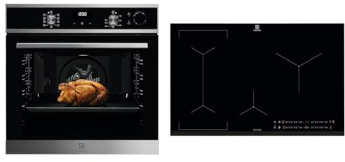Electrolux Serie 700 Forno da Incasso a Vapore Multifunzione, Capacità 72 l, LOC5H40X2, Classe A & Serie 600 Piano Cottura a Induzione 4 Fuochi da Incasso, LIL83443 Bridge 80 cm