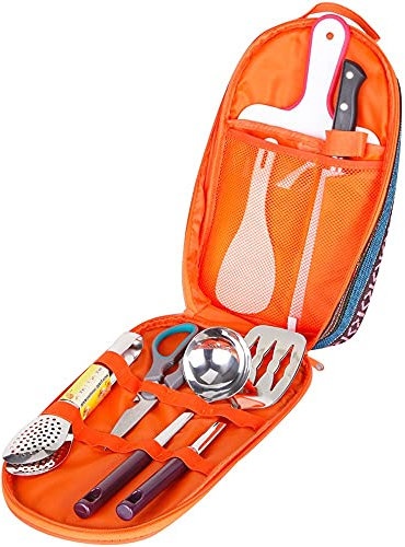 Outdoor Camping Kitchenware Portable Chopping Board Clip Tongs Scissors Cutter Cooking Set with Storage Bag for Camping