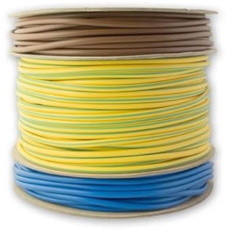 TEW 3mm Electrical Cable Sleeving Multi Reel, Drum 60m x Green/Yellow, 20m x Brown, 20m x Blue - Earth Live & Neutral