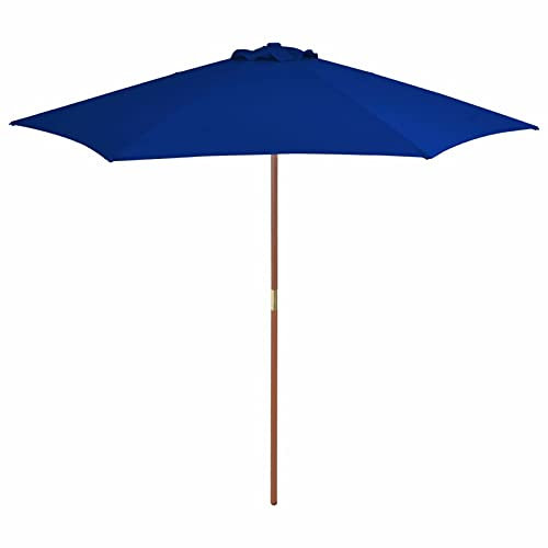 Homgoday Sonnenschirm für den Außenbereich, mit Stange aus Holz, Blau, 270 cm, Mobil Decor, blau