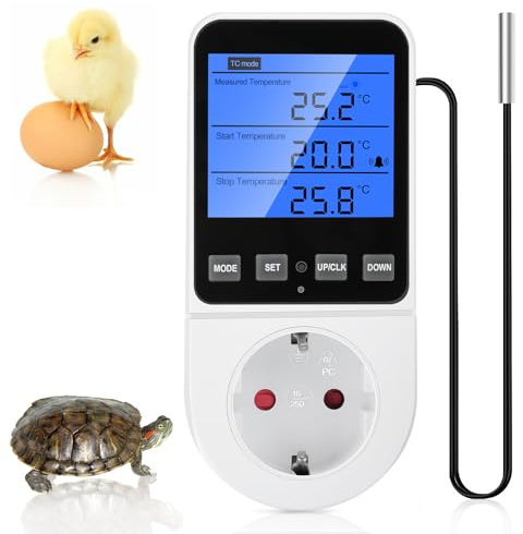 Zeitschaltuhr Steckdose 230 V Heemol Digitalthermostat Heizung Smart für Heizung, Kühlung und Lüftung Frostwächter Gewächshaus