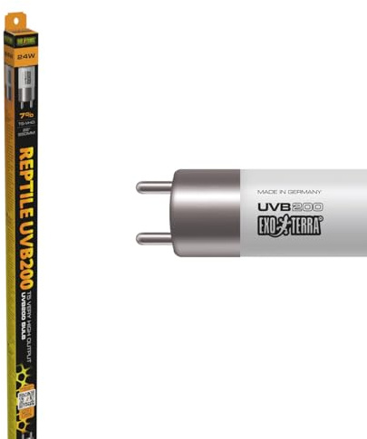 Exo Terra UVB 200 T5 Ultra High Output Fluorescent Reptile Bulb, 24w, 22 | Vitamin D3 & Calcium Support. Ideal for Tall Terrariums.