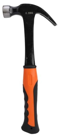 Mini Claw Hammer, Claw Hammer with Shock Reduction Grip, Multifunctional High Carbon Steel and TPR Electrician Nailing Hammer for Woodworking (Black) (0.35KG)