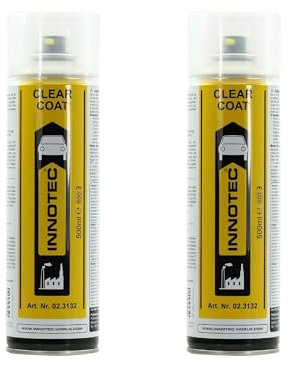 2 Stück Innotec Klarlack Clear Coat - transparent glänzend - für ein glänzendes Finish - zum Fixieren und Schützen der Lackierung - Klarlack Spray - glänzender Autolack - schnelltrocknende - 500ml