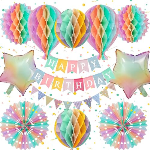 Decorazioni Compleanno Pastello, Addobbi Compleanno Buon compleanno, Happy Birthday Ghirlanda per Ragazza Donne Ragazzi Uomini