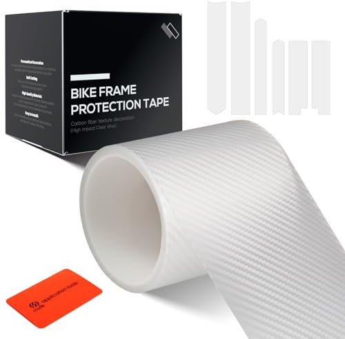CNCLOL Nastro protettivo per telaio della bicicletta, 3 m, per ebike/mountain bike/ghiaia/MTB/bici da strada, motivo in fibra di carbonio, semitrasparente