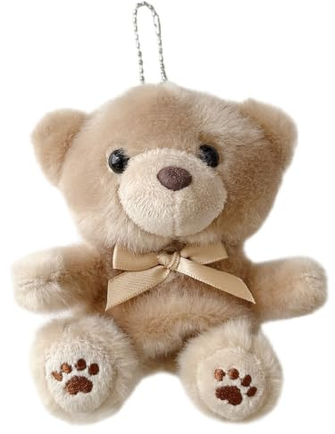 QoKcoahn Niedliche Cartoon-Plüschhülle für AirPods 1 & 2, 3D Kawaii Flauschiger Teddybär Khaki Weiche Silikonhülle mit Schlüsselanhänger Cool Lustig