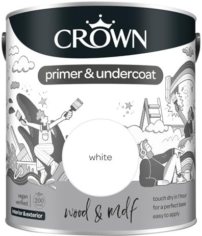 Crown Wood & MDF Primer & Undercoat 2.5L White