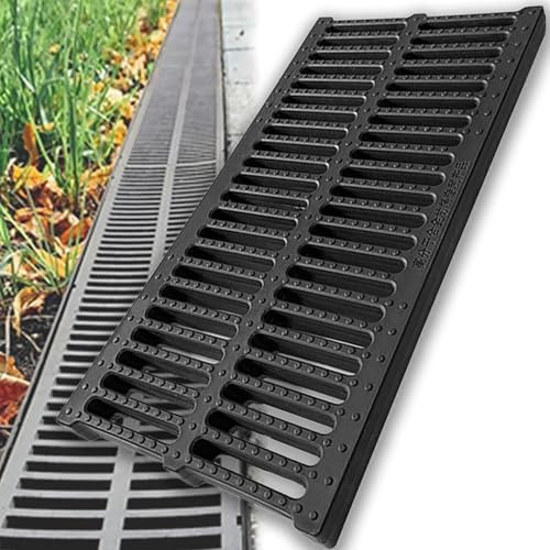 Grille De Drainage Caniveau Grilles de drainage pour jardin extérieur, grille rectangulaire en plastique de 19,6 pouces, adaptées aux trottoirs, aux pelouses de garage et aux terrasses.(50x40x3cm/19.6