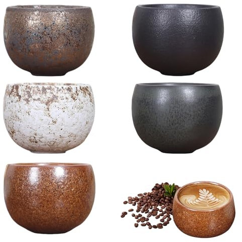 5er Espressotassen Set, Espressotassen Steingut 50ml Espresso Tassen Set,Handgefertigt Porzellan Kaffeetassen Set, Keramik Teetassen Set Geschenke für Frauen Männer Beste freundin Partner