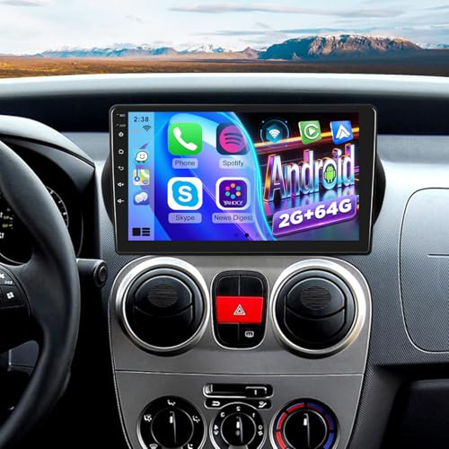 10 In Car Radio for Fiat Fiorino Qubo/Citroen Nemo/Peugeot Bipper 2008-2017 | [2+64G] Techschermo Android Car Stereo with Wireless Carplay and Android Auto / DSP / GPS / WiFi / SWC + AHD Backup Camera