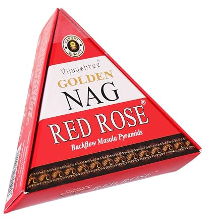 NKlaus Räucherkegel Rosenduft Golden Nag Red Rose für Rückfluss, 10 Stück | Duftkegel für Liebe, Harmonie und Meditation