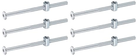 QUARKZMAN 6Pcs Boulons Pour Cadre De Lit, M6 x 100mm Vis À Tête Hexagonale Boulons Écrous Barillet Pour Lit Superposé Vis Meubles Avec Tête En Forme Riz Écrous Barillet, Argent