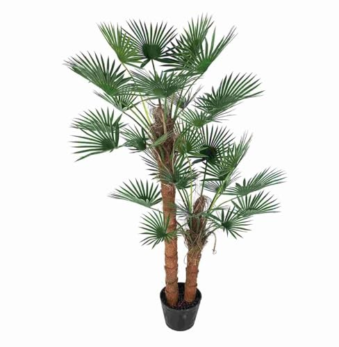 Tropische Kunstpalme 165 cm im rustikalen Topf – künstliche Palme mit Fächerblättern – hochwertige Deko-Pflanze für Wohnzimmer, Büro & Gastronomie – pflegefrei & langlebig – exotische Zimmerpflanze