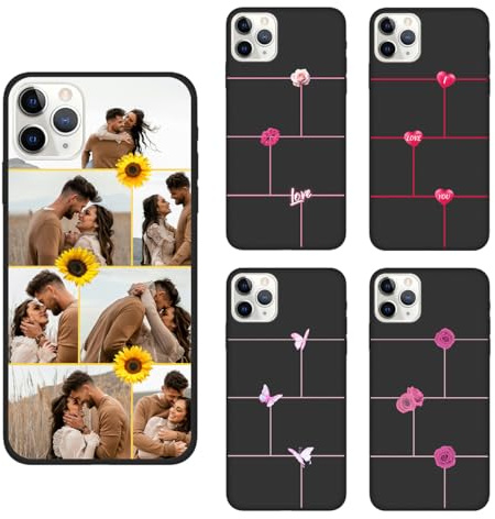 Photos Case Compatible with Apple iPhone 11 Pro Max - Custom Multi Pictures Collage Image Phone Cover, Personalised Shockproof Protective Silicone, Slim Premium Rubber Case Unique Gift, Black