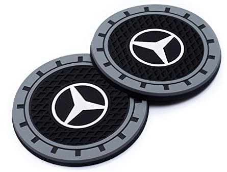 2 Pcs Car Cup Holder Coaster Fit Mercedes Benz CESM CLK GLK GL AB AMG GLS GLE AMG Series,Insert Coaster for Car,Anti Slip Car for Car Interior Accessories,Black